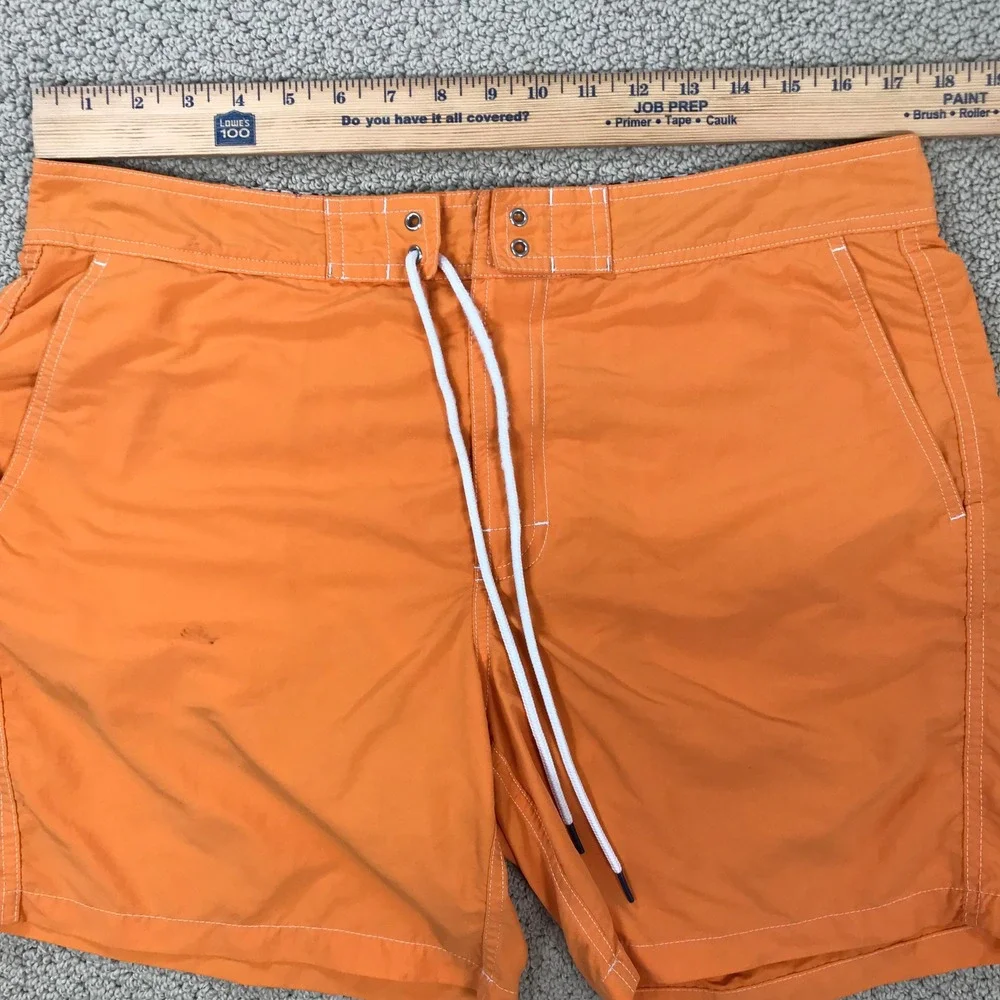 Bonobos Mens Board Shorts Orange Nylon Swim Trunks Size 34 Drawstring Mesh Lined